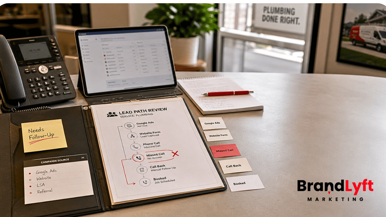 marketing automation atlanta service business lead leak review showing missed calls CRM routing source tracking and speed to lead gaps