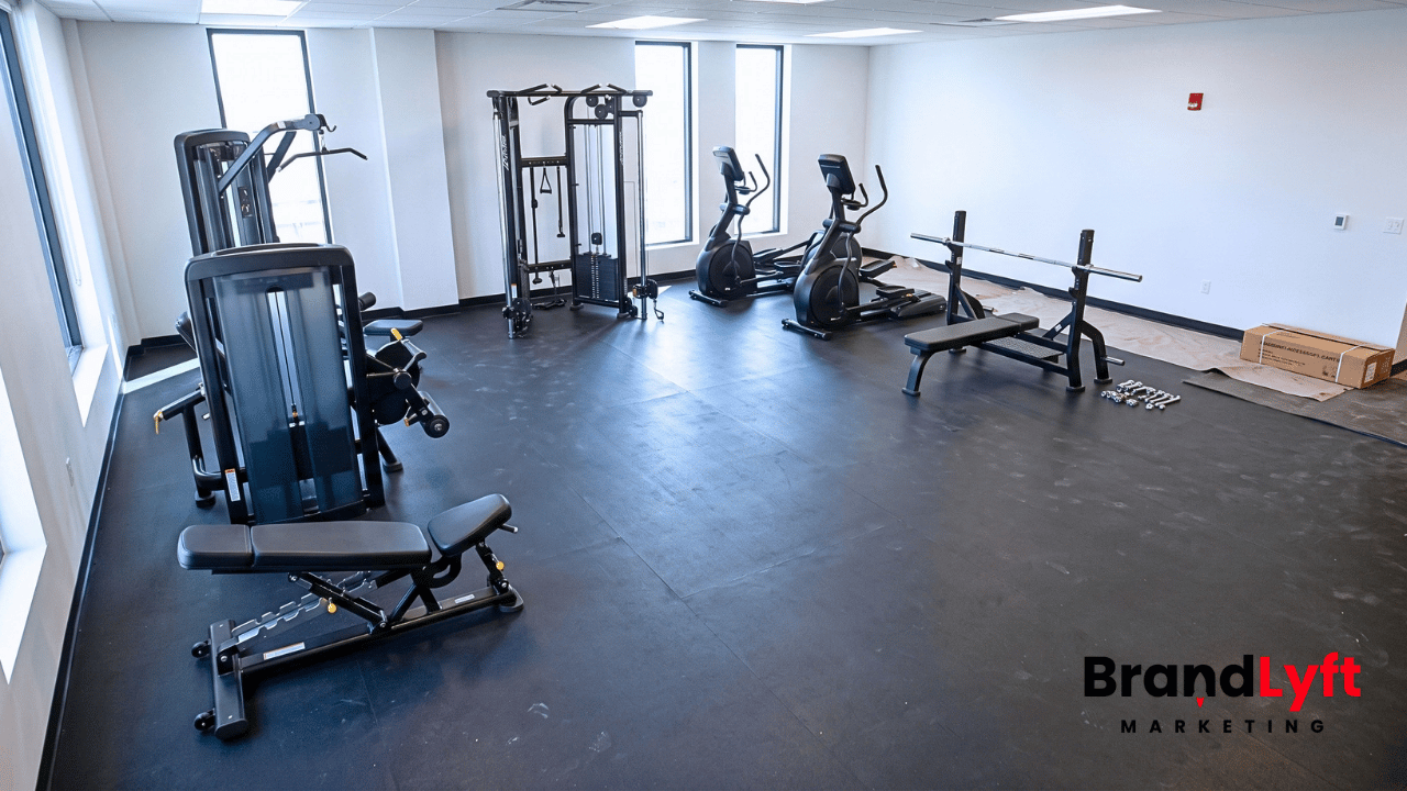 Commercial fitness facility being fitted with strength and cardio equipment