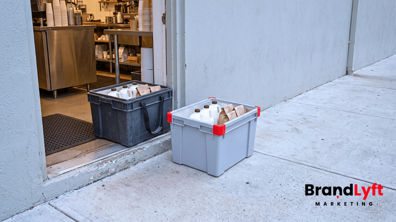 Two recurring café supply deliveries arriving at the same business while both service arrangements remain active.